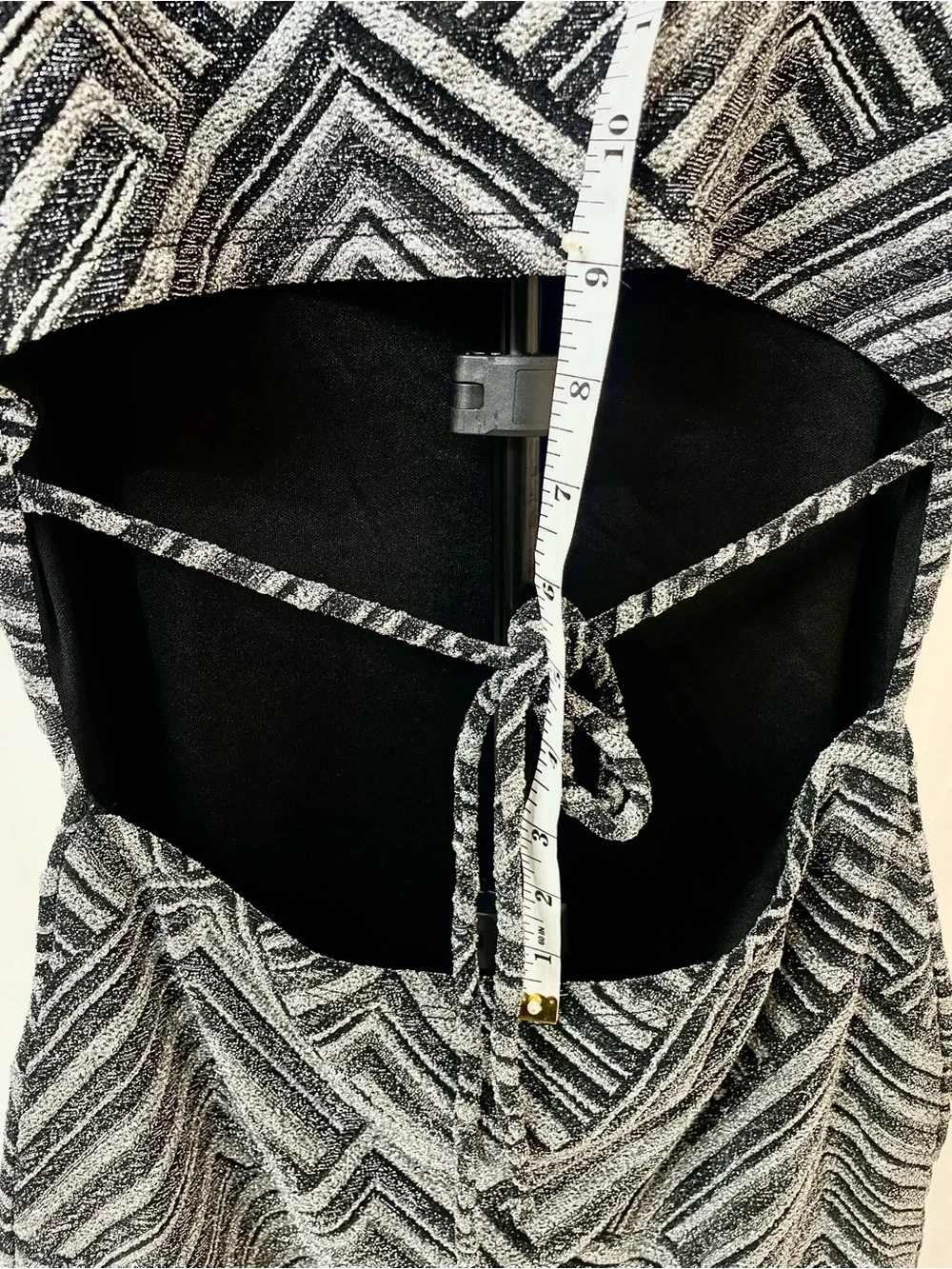 Almost Famous Black & Silver Geometric Cutout Mini Dress